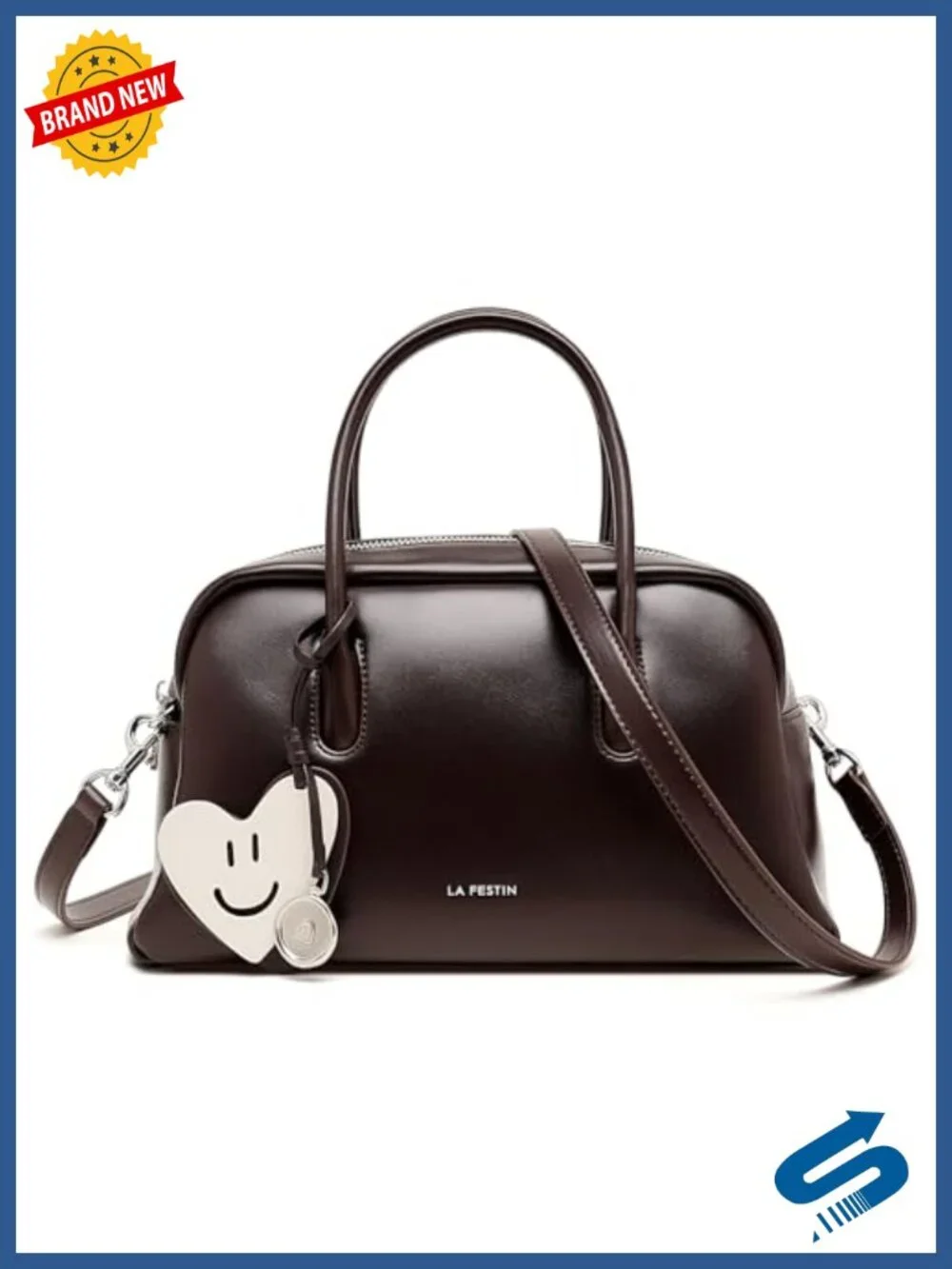 Genuine Leather Top Handle Purse Women Crossbody Shoulder Bag Detachable Strap
